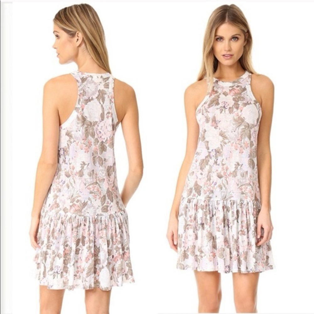 Rebecca Taylor Penelope Pink and Cream Floral Midi Dress